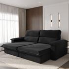 Sofá Tier Retrátil 3 Lugares Suede Preto 215cm Preto