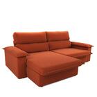 Sofá Tier Retrátil 3 Lugares Suede Terracota 215cm Marrom