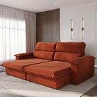 Sofá Tier Retrátil 3 Lugares Suede Terracota 215cm Marrom