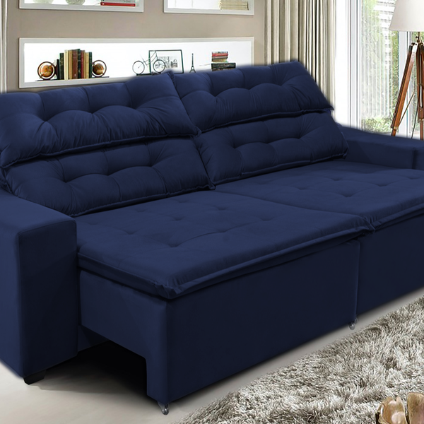 Sofá Top Concepit 290cm Retrátil Com Molas Azul - Ws