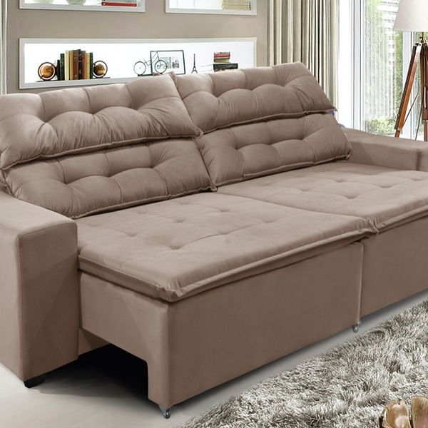 Sofá Top Concepit 290cm Retrátil Com Molas Castor - Ws