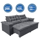 Sofá Top Veneza 200cm Retrátil Com Molas Cinza - Ws