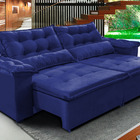 Sofá Top Veneza 210cm Retrátil Com Molas Azul - Ws