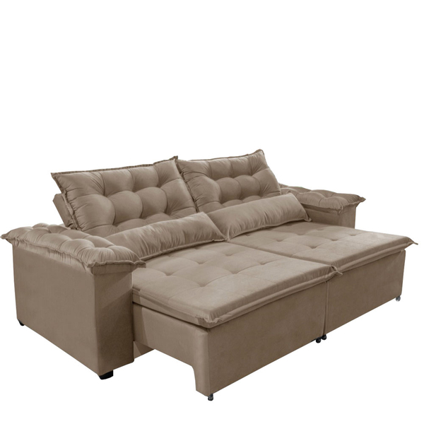 Sofá Top Veneza 210cm Retrátil E Reclinável Castor - Ws
