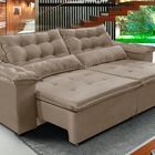 Sofá Top Veneza 250cm Retrátil Com Molas Castor - Ws