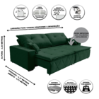 Sofá Toquio Retratil E Reclinavel 2,52 Mts Suede Verde Caroli