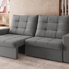 Sofá Tulum 2,30m Assento Retrátil/reclinável Suede Cinza - Xf