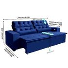 Sofá Usb, 4 Lugares Retrátil Reclinável 2,52m 3 Portas Azul