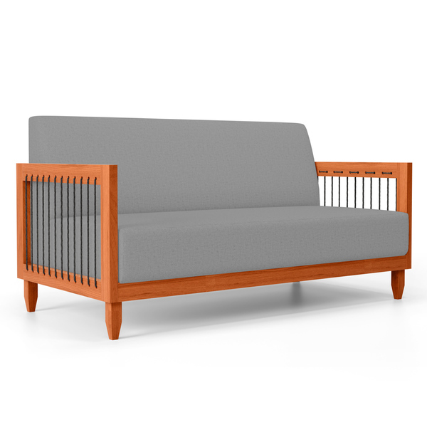 Sofá Varanda Samoa Madeira Maciça 02 Lugares Com Cordas Náuti