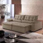 Sofá Veludo 2 Lugares Retrátil E Reclinável 200cm Malibu Bege