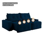 Sofá Veludo 4 Lugares Retrátil E Reclinável 250cm Bauhaus Azul