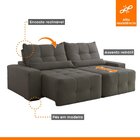 Sofá Veludo 4 Lugares Retrátil E Reclinável 250cm Bauhaus Gra