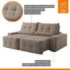 Sofá Veludo 5 Lugares Retrátil E Reclinável 290cm Bauhaus Bege