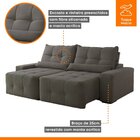 Sofá Veludo 5 Lugares Retrátil E Reclinável 290cm Bauhaus Gra