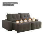 Sofá Veludo 5 Lugares Retrátil E Reclinável 290cm Bauhaus Gra