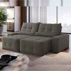 Sofá Veludo 5 Lugares Retrátil E Reclinável 290cm Bauhaus Gra