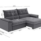 Sofá Venetto Retrátil E Reclinável 250cm Titanio