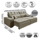 Sofá Veneza Retratil E Reclinavel 2,02 Mts Suede Castor Carol