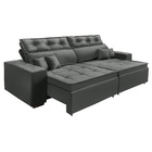 Sofá Veneza Retratil E Reclinavel 2,52 Mts Suede Cinza Caroli