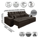 Sofá Veneza Retratil E Reclinavel 2,52 Mts Suede Marrom Carol