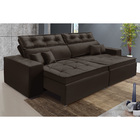 Sofá Veneza Retratil E Reclinavel 2,52 Mts Suede Marrom Carol