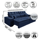Sofá Veneza Retratil E Reclinavel 3,02 Mts Suede Azul Carolin