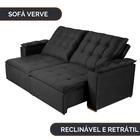 Sofá Verve Retrátil E Reclinável 2,00 M Veludo Preto Aliber
