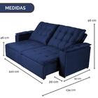 Sofá Verve Retrátil E Reclinável 2,20 M Veludo Azul Aliber