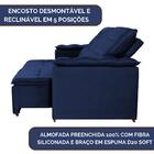 Sofá Verve Retrátil E Reclinável 2,20 M Veludo Azul Aliber