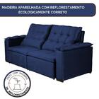Sofá Verve Retrátil E Reclinável 2,20 M Veludo Azul Aliber