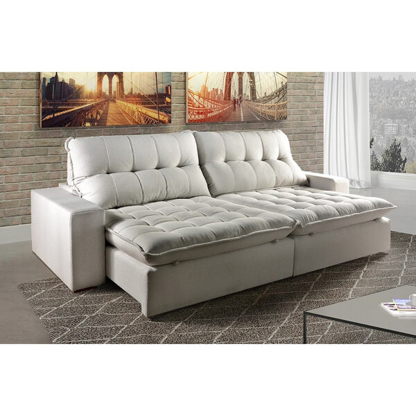 Sofá Victory Com 4 Lugares 250cm Assento Retrátil Com Pillow