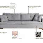 Sofá Viena 1,90m Tecido Linho Pés Imbuia Cinza