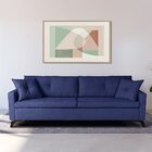 Sofá Viena 1,90m Tecido Veludo Pés Mel Azul