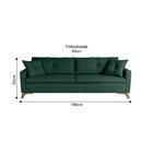 Sofá Viena 1,90m Tecido Veludo Pés Mel Verde