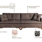 Sofá Viena 2,10m Tecido Veludo Pés Imbuia Marrom