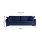 Sofá Viena 2,30m Tecido Veludo Pés Imbuia Azul