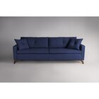 Sofá Viena 2,30m Tecido Veludo Pés Imbuia Azul