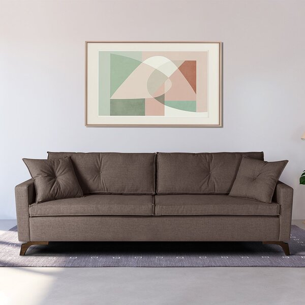 Sofá Viena 2,30m Tecido Veludo Pés Imbuia Marrom