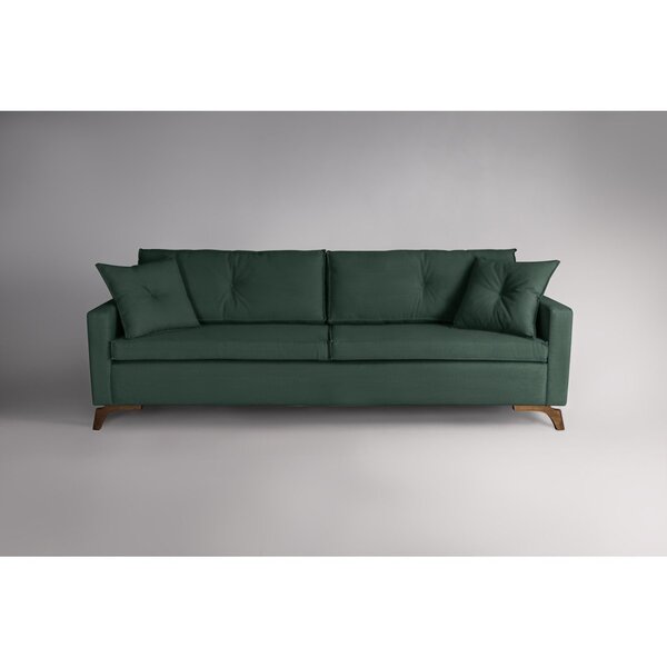 Sofá Viena 2,30m Tecido Veludo Pés Imbuia Verde