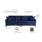 Sofá Viena 2,50m Tecido Veludo Pés Mel Azul