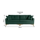 Sofá Viena 2,50m Tecido Veludo Pés Mel Verde