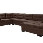 Sofá Viena 3 Lugares Com Chaise E Canto Suede Premium Marrom