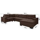 Sofá Viena 3 Lugares Com Chaise E Canto Suede Premium Marrom