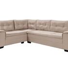 Sofá Viena Canto Suede  Fixo Pés Madeira Premium Império Areia