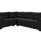 Sofá Viena Canto Suede  Fixo Pés Madeira Premium Império Preto