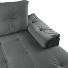 Sofá Viena Chaise Suede Fixo Pés Madeira Living Império Cinza