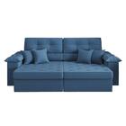 Sofá Vili Retrátil 3 Lugares Suede Azul Jeans 215cm Azul