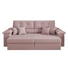 Sofá Vili Retrátil 3 Lugares Suede Rosa Claro 215cm Rosa