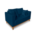 Sofá Vintage Viena 02 Lugares Para Sala De Estar Linho Azul -