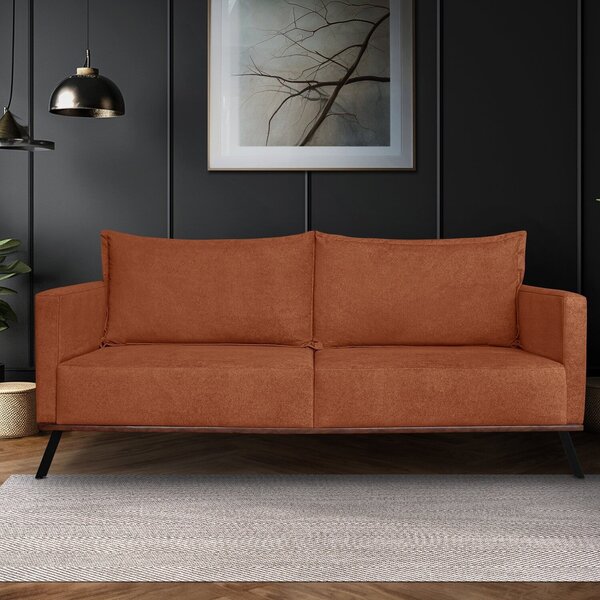 Sofá Zeki 2 Lugares 160 Cm Linho Bouce Cobre